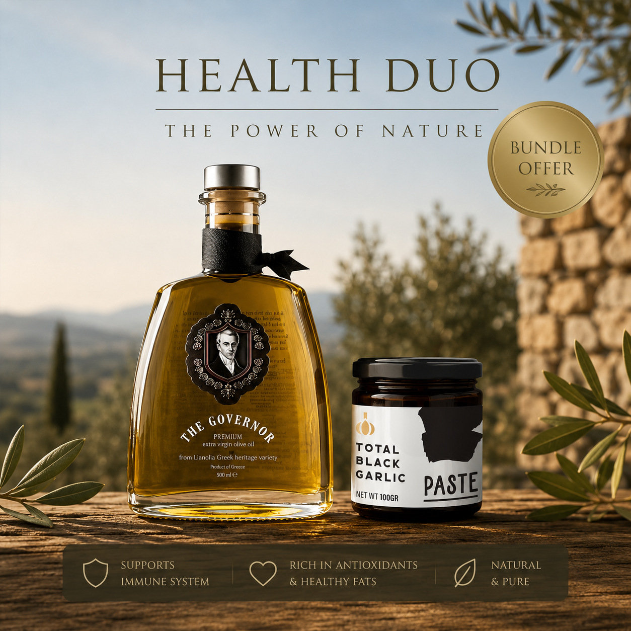 DAS GESUNDHEITS-DUO – THE GOVERNOR Premium + Schwarze Knoblauchpaste