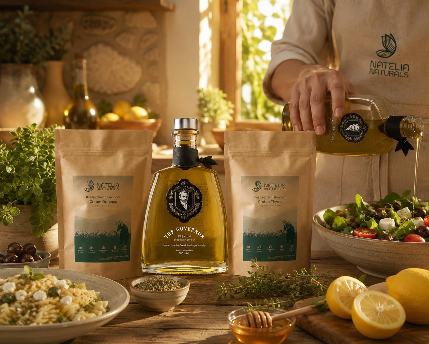 DAS MEDITERRANE KÜCHEN-SET – THE GOVERNOR Premium + Oregano + Thymian