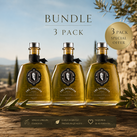 THE GOVERNOR PREMIUM Pack de 3 – Huile d'olive extra vierge riche en polyphénols